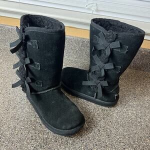 Koolaburra by Ugg Tall Winter Boots Pull On Little Kid Girls Size 13 Black Suede